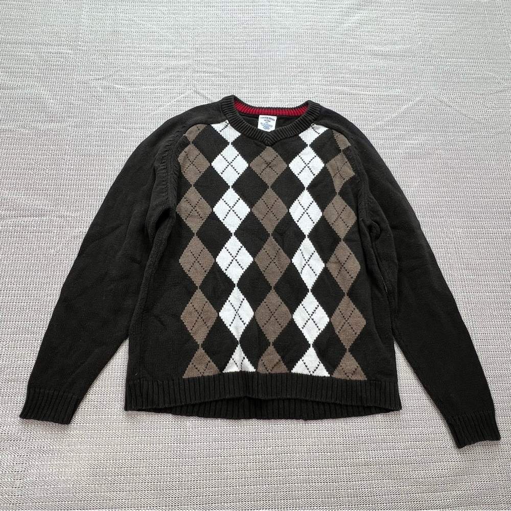 Boys’ Canyon River Blues Argyle Knit Brown Sweater Pullover - Size M